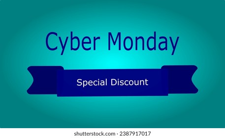 Cyber Monday promotional banner with ribbon and inscription Cyber Monday special discount