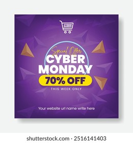 Cyber Monday Promotional E-commerce Web Banner Template, Editable Discount Offer Social Media Post Design for Retail and Fashion Sales banner design with modern creative colorful background design