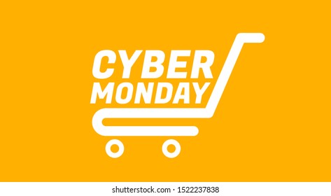 Cyber Monday. Promotional online sale event. Vector technology illustration. Futuristic label design. 