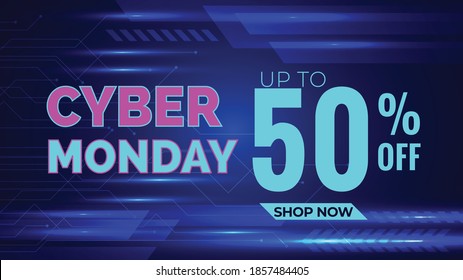Cyber Monday Promotional Sale Banner, Discount banner with technology concept