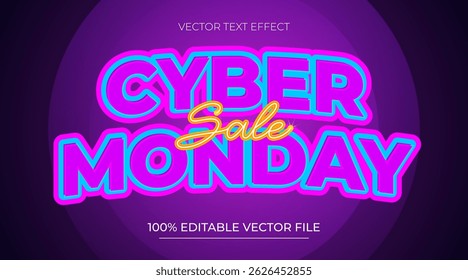 Cyber Monday Purple Light Editable Text Effect