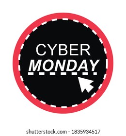 cyber monday, round sticker text click vector illustration