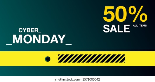 Cyber Monday sale 50% promotion poster, flyer, banner, website, story, and social media template.vector in eps10