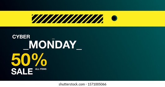 Cyber Monday sale 50% promotion poster, flyer, banner, website, story, and social media template.vector in eps10