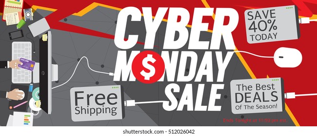 Cyber Monday Sale 8000x3200 pixel Banner Vector Illustration