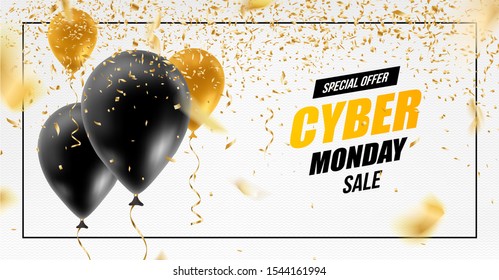 Cyber Monday Sale Abstract Background. Vector ad banner for holiday discounts and sales.