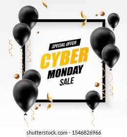 Cyber Monday Sale Abstract Background. Vector ad poster for holiday discounts and sales.