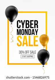 Cyber Monday Sale Abstract Background. Vector ad poster for holiday discounts and sales.