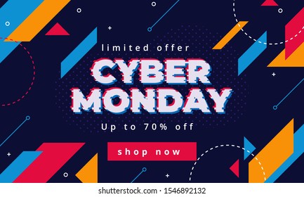 Cyber Monday Sale abstract background. For advertising poster or banner design with blue purple background