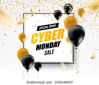 Cyber Monday Sale Abstract Background. Vector ad poster for holiday discounts and sales.