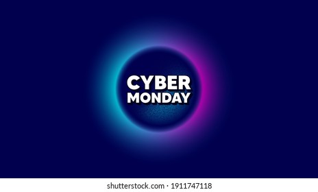 Cyber Monday Sale. Abstract neon background with dotwork shape. Special offer price sign. Advertising Discounts symbol. Offer neon banner. Cyber monday badge. Vector