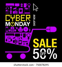 Cyber Monday Sale background. Cyber Monday sale banner design. vector illustration