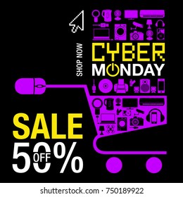 Cyber Monday Sale background. Cyber Monday sale banner design. vector illustration