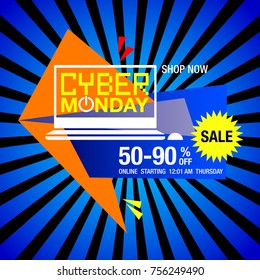Cyber Monday Sale background. Cyber Monday sale banner design. vector illustration