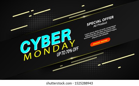 Cyber Monday Sale Background, can use for, landing page, template, ui, web, mobile app, poster, banner, flyer, background