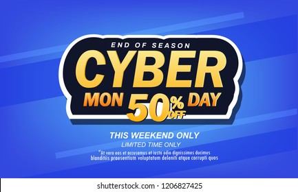 Cyber Monday Sale Background for Deal Promotion. Cyber Monday Banner and Label for Website. Promotional online sale event 