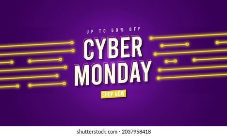Cyber monday sale background illustration vector. Cyber monday event big sale web banner background