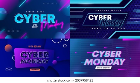 Cyber monday sale background illustration vector. Cyber monday event big sale web banner background