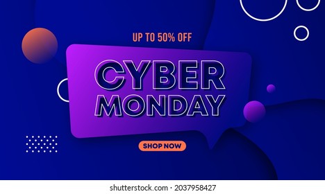 Cyber monday sale background illustration vector. Cyber monday event big sale web banner background