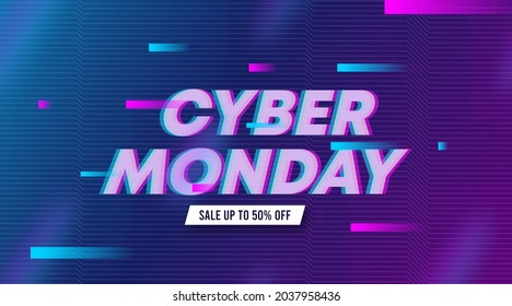 Cyber monday sale background illustration vector. Cyber monday event big sale web banner background