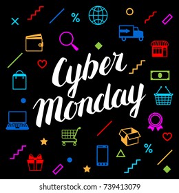 Cyber monday sale background. Online shopping and marketing advertising concept.