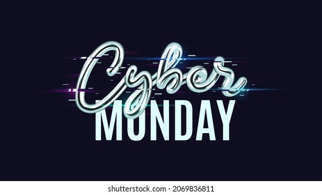 Cyber Monday Sale background. Realistic 3d lettering. Cyber Monday lettering for decoration promotional discount event. Vector illustration for decoration sale banners, cards, posters, flyers.