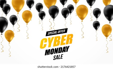 Cyber Monday Sale Background. Vector ad banner for holiday discounts and sales.