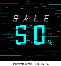 Cyber Monday Sale Banner 50 Per Cent, Vector