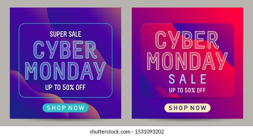 Cyber monday sale banner background template vector illustration
