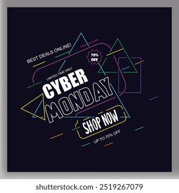 Cyber Monday sale banner, background Vector