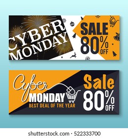 Cyber Monday Sale Banner Background for Good Deal Promotion. Cyber Monday Tags and Label Design.Vector illustration