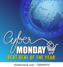 Cyber Monday Sale Banner Background for Good Deal Promotion. Cyber Monday Tags and Label Design.Vector illustration