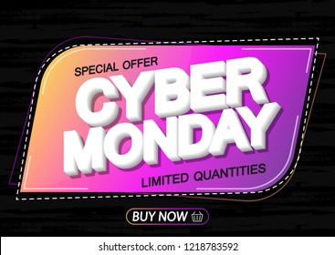 Cyber Monday Sale, banner design template, special offer, vector illustration