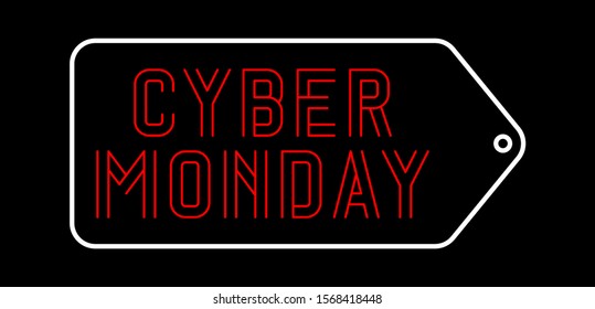 Cyber Monday Sale Banner Design Template Vector Illustration - lines font concept