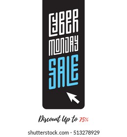 Cyber Monday sale banner design on a white background. Vector illustration.