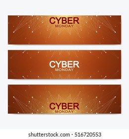 Cyber Monday Sale banner design. Graphic abstract background communication. Vector illustration