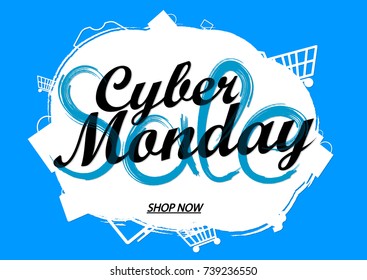 Cyber Monday Sale, banner design template, vector illustration