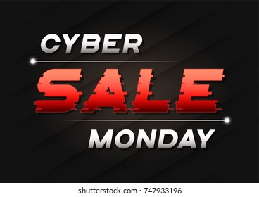 Cyber Monday sale banner design with a glitch styled text. Vector advertisement template, poster, flyer, background.