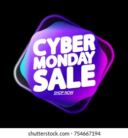Cyber Monday Sale, banner design template, vector illustration