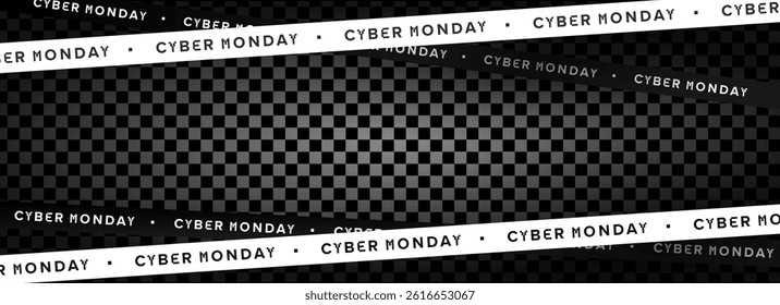 Cyber Monday Sale Banner with Diagonal Strips and Checkered Background, Perfect for Digital Promotions, Web Ads, and Online Discount Campaigns. Modern Monochrome Style. Vector Illustration.