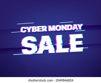 Cyber monday sale banner. Glitch effect

