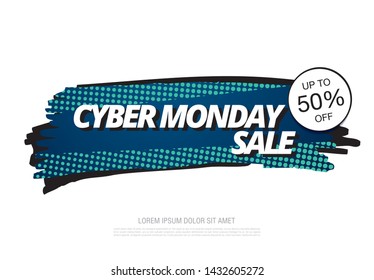 cyber Monday sale banner layout design, vector illustration