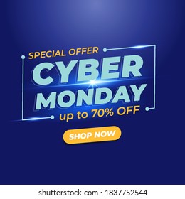 Cyber Monday Sale Banner with Light Effect