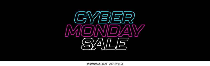 Cyber Monday sale banner. Cyber Monday Sale modern text vector on black background.