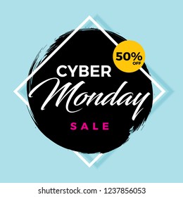 cyber monday sale banner on black