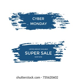 Cyber monday sale banner for shops and web page, with discount. Elegant and modern advertising background template, marketing poster, shopping bags design.