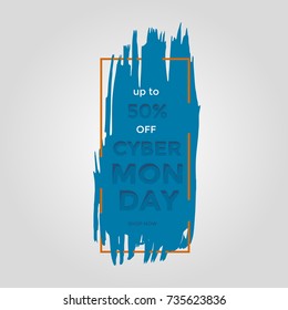 Cyber monday sale banner for shops and web page, with discount. Elegant and modern advertising background template, marketing poster, shopping bags design.