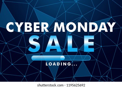 Cyber Monday Sale banner template. Technology background and sample text. Low poly art vector illustration EPS 10.