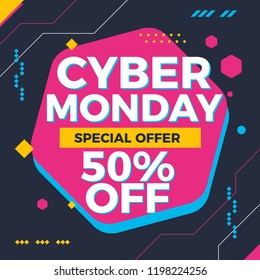 cyber monday sale banner template for store online shopping background vector