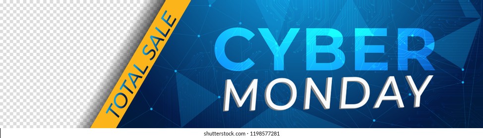 Cyber Monday Sale banner template. Technology background and sample text.